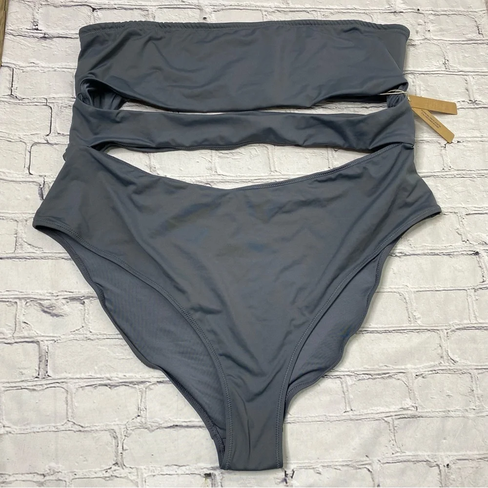 Skims Cut Out strapless monokini swimsuit size 4X Gunmetal NEW